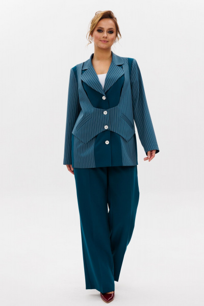 Костюм с жакетом и брюками из тянущейся костюмной ткани Mubliz 237 морская_волна - фото 2