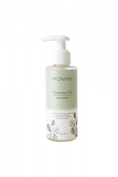 Натуральный бессульфатный гель для умывания с цитрусами и АНА MONMU Cleansing Gel normalize, 150g - фото 1