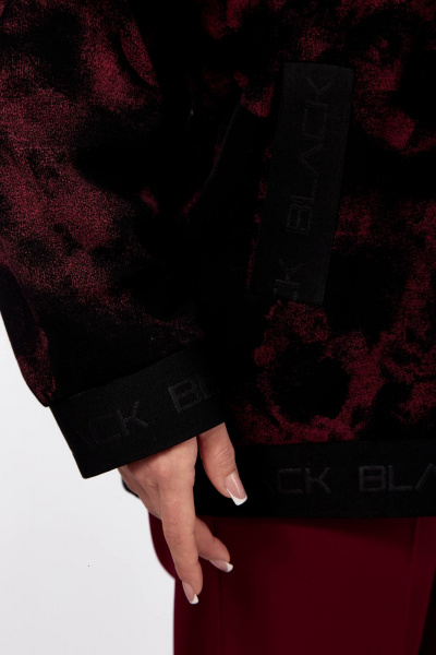 Бомбер и брюки свободного кроя для стильных образов Ольга Стиль С-907 черный+бордовый - фото 6