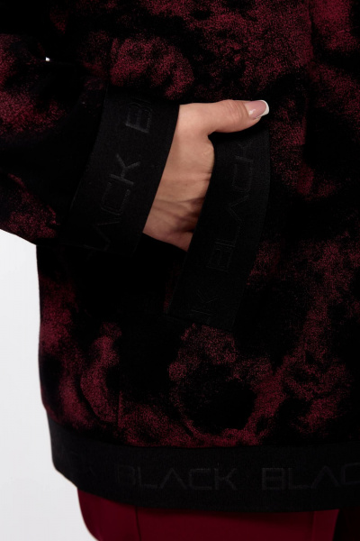 Бомбер и брюки свободного кроя для стильных образов Ольга Стиль С-907 черный+бордовый - фото 5