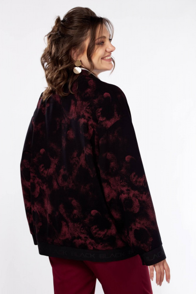 Бомбер и брюки свободного кроя для стильных образов Ольга Стиль С-907 черный+бордовый - фото 4