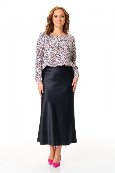 Платье-юбка с приталенной блузой из атласа и вискозы T&N 7612 цветная_мозаика_черный - фото 1