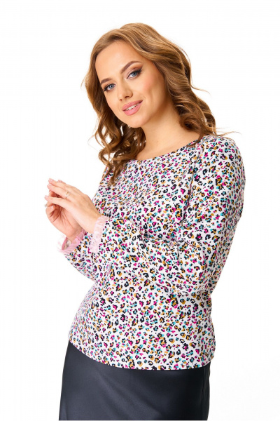 Платье-юбка с приталенной блузой из атласа и вискозы T&N 7612 цветная_мозаика_черный - фото 6