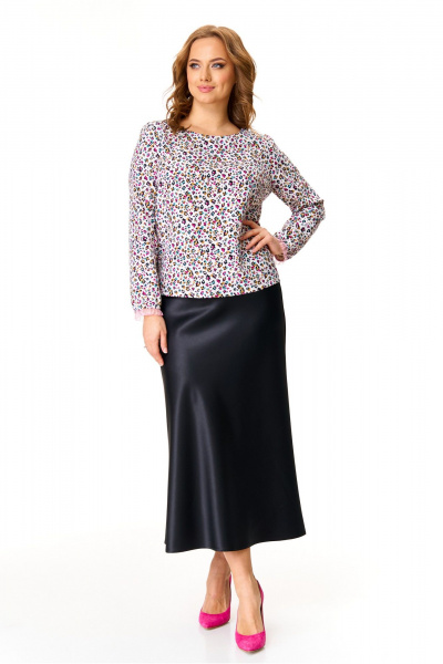 Платье-юбка с приталенной блузой из атласа и вискозы T&N 7612 цветная_мозаика_черный - фото 5