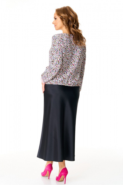 Платье-юбка с приталенной блузой из атласа и вискозы T&N 7612 цветная_мозаика_черный - фото 3