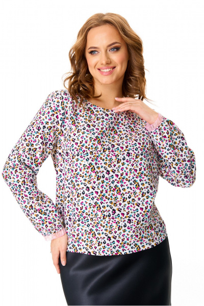 Блуза из вискозы с рюшей и эластичной спинкой T&N 7613 цветная_мозаика - фото 1