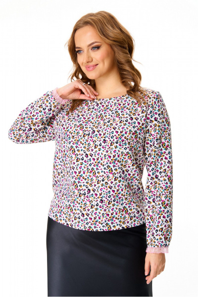 Блуза из вискозы с рюшей и эластичной спинкой T&N 7613 цветная_мозаика - фото 2