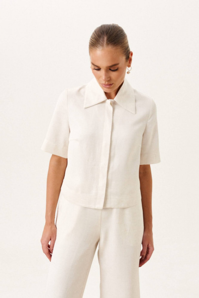 Блуза свободного кроя с ¾ рукавом и брюки с карманами Prestige 1057 молочный - фото 3
