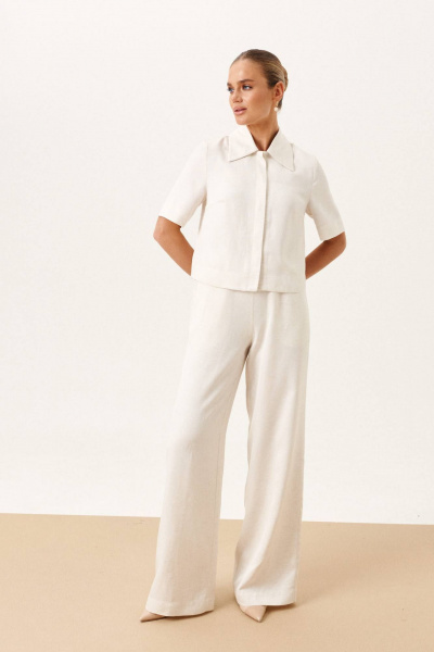Блуза свободного кроя с ¾ рукавом и брюки с карманами Prestige 1057 молочный - фото 2