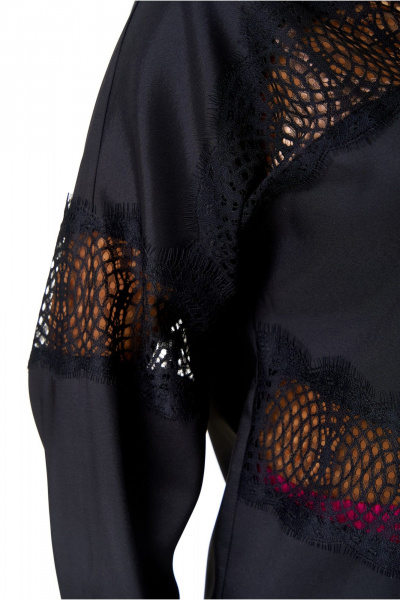 Блуза из кружева с длинным рукавом для делового образа T&N 7619 черный - фото 2