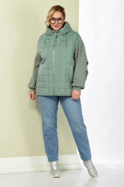 Демисезонная женская куртка с капюшоном из плащёвой ткани Shetti 2184 мята - фото 7