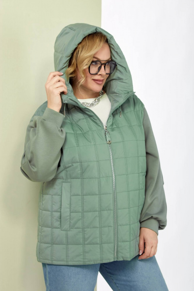 Демисезонная женская куртка с капюшоном из плащёвой ткани Shetti 2184 мята - фото 6