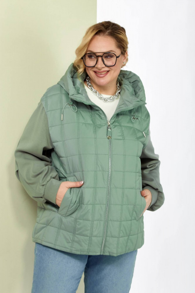 Демисезонная женская куртка с капюшоном из плащёвой ткани Shetti 2184 мята - фото 1