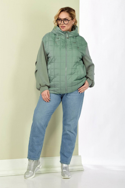 Демисезонная женская куртка с капюшоном из плащёвой ткани Shetti 2184 мята - фото 2