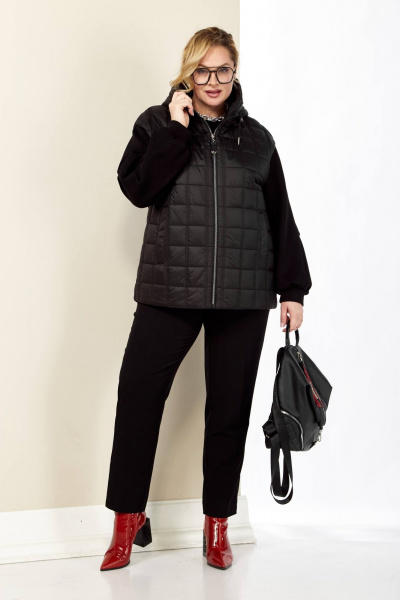 Черная демисезонная куртка с утеплителем и карманами Shetti 2184 черный - фото 9