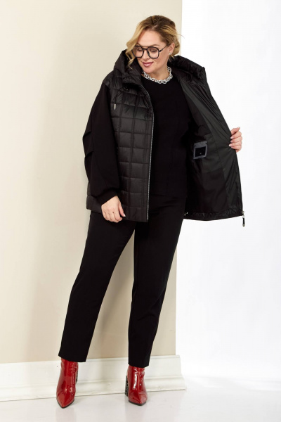 Черная демисезонная куртка с утеплителем и карманами Shetti 2184 черный - фото 7
