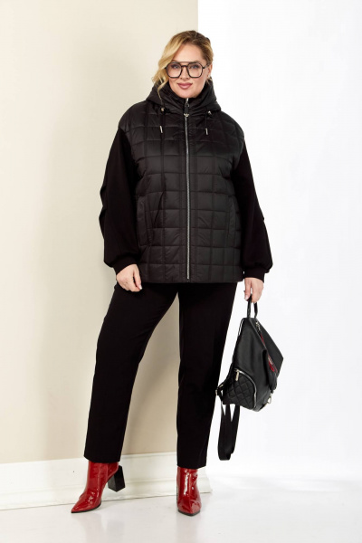 Черная демисезонная куртка с утеплителем и карманами Shetti 2184 черный - фото 6