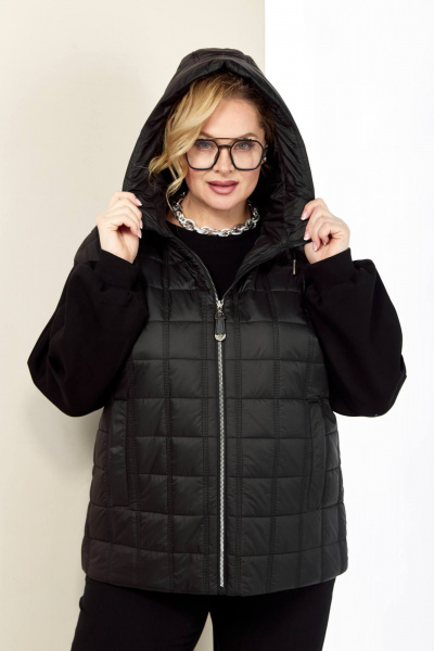 Черная демисезонная куртка с утеплителем и карманами Shetti 2184 черный - фото 4