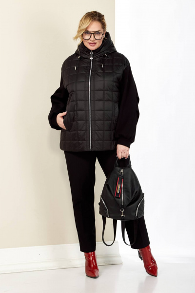 Черная демисезонная куртка с утеплителем и карманами Shetti 2184 черный - фото 3