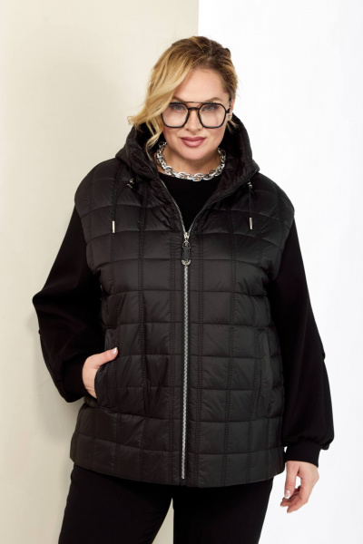 Черная демисезонная куртка с утеплителем и карманами Shetti 2184 черный - фото 2