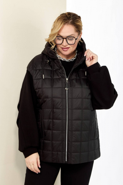 Черная демисезонная куртка с утеплителем и карманами Shetti 2184 черный - фото 1