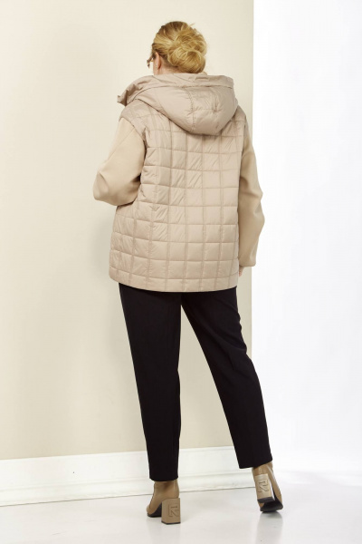 Бежевая демисезонная куртка на кулисе с капюшоном Shetti 2184 бежевый - фото 8