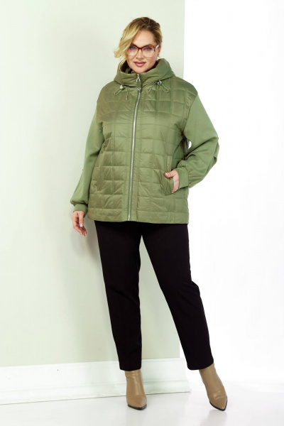 Зеленая демисезонная куртка с утеплителем и карманами Shetti 2184 олива - фото 3