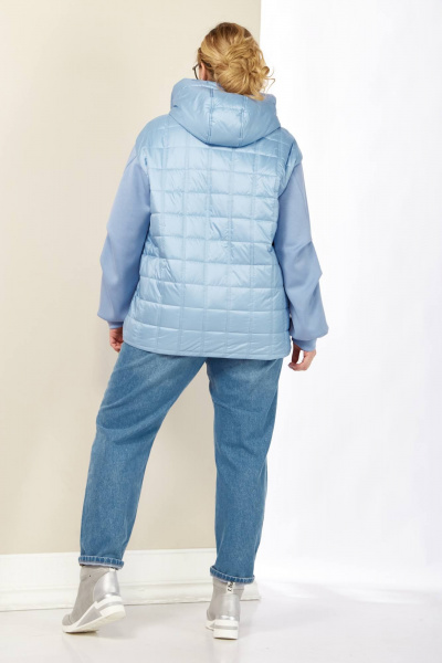 Голубая демисезонная куртка на кулисе с капюшоном Shetti 2184 небесный - фото 8