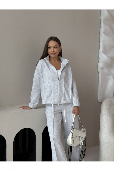 Брюки и джемпер спортивный костюм серый утепленный Dilana VIP 2065 серый - фото 3