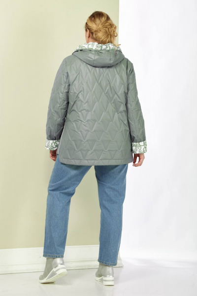 Демисезонная стеганная куртка зеленая и серая Shetti 2183 серо-зеленый - фото 8