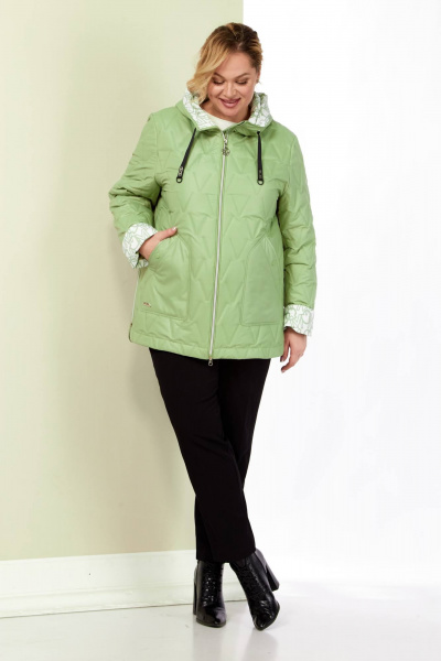 Демисезонная стеганная куртка зеленая на каждый день Shetti 2183 фисташка - фото 10
