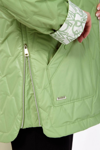 Демисезонная стеганная куртка зеленая на каждый день Shetti 2183 фисташка - фото 9