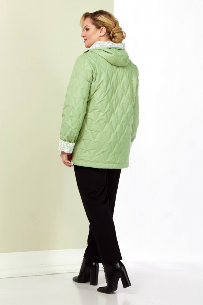 Демисезонная стеганная куртка зеленая на каждый день Shetti 2183 фисташка - фото 8