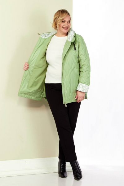 Демисезонная стеганная куртка зеленая на каждый день Shetti 2183 фисташка - фото 7