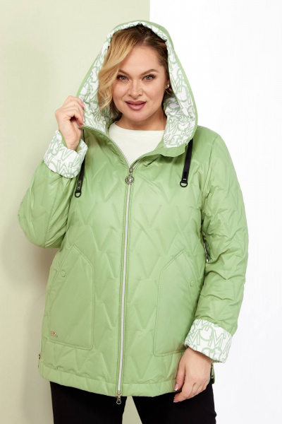 Демисезонная стеганная куртка зеленая на каждый день Shetti 2183 фисташка - фото 6
