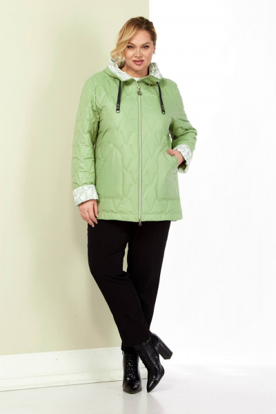 Демисезонная стеганная куртка зеленая на каждый день Shetti 2183 фисташка - фото 5
