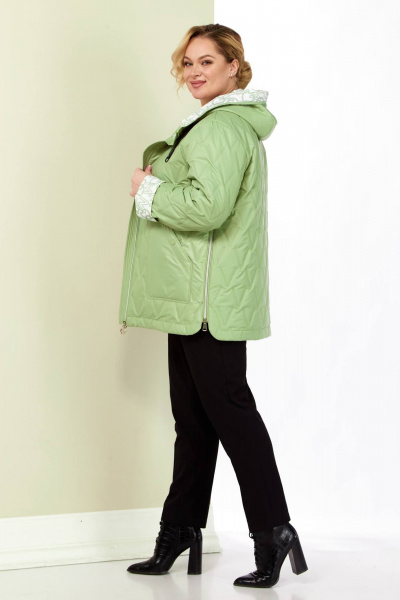 Демисезонная стеганная куртка зеленая на каждый день Shetti 2183 фисташка - фото 4