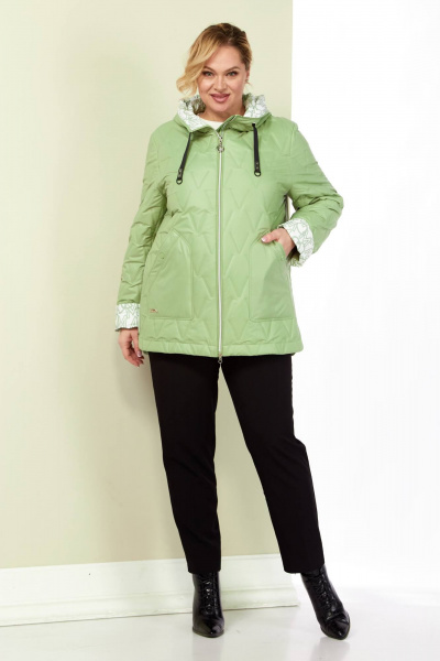 Демисезонная стеганная куртка зеленая на каждый день Shetti 2183 фисташка - фото 1