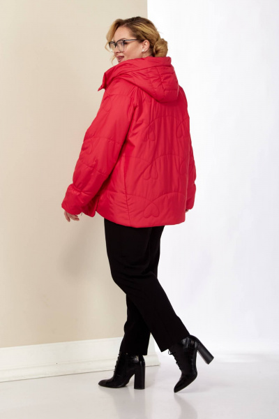 Демисезонная куртка с капюшоном красная стильная Shetti 2185 малиновый - фото 8