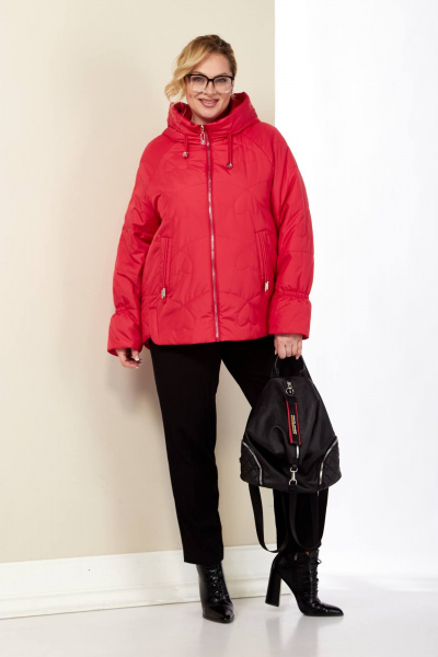 Демисезонная куртка с капюшоном красная стильная Shetti 2185 малиновый - фото 1