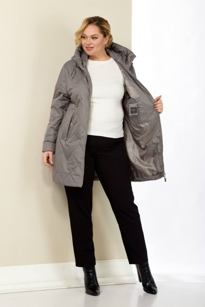 Демисезонная женская куртка с капюшоном из плащёвой ткани Shetti 2186 капучино - фото 6