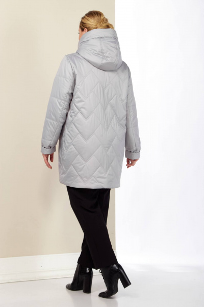 Демисезонная женская куртка с капюшоном из плащёвой ткани Shetti 2186 светло-серый - фото 7