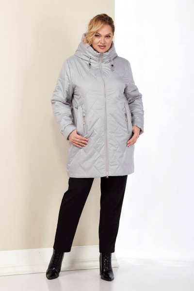 Демисезонная женская куртка с капюшоном из плащёвой ткани Shetti 2186 светло-серый - фото 5