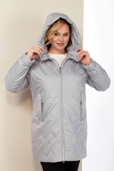 Демисезонная женская куртка с капюшоном из плащёвой ткани Shetti 2186 светло-серый - фото 4