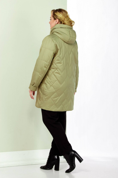 Демисезонная женская куртка с капюшоном из текстиля Shetti 2186 оливковый - фото 6
