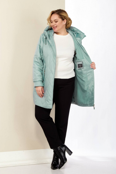 Демисезонная женская куртка с капюшоном из плащёвой ткани Shetti 2186 мята - фото 5