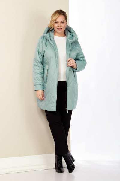 Демисезонная женская куртка с капюшоном из плащёвой ткани Shetti 2186 мята - фото 4