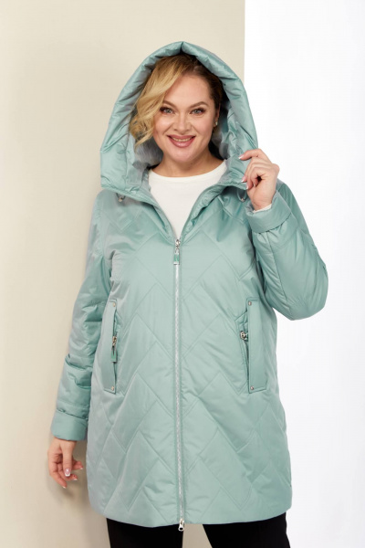 Демисезонная женская куртка с капюшоном из плащёвой ткани Shetti 2186 мята - фото 3