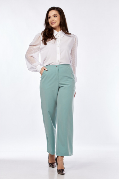 Демисезонные брюки из костюмной ткани со стрелками Abbi 2028 бирюзовый - фото 14