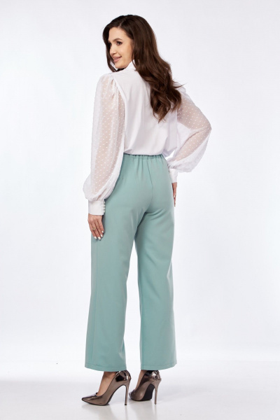 Демисезонные брюки из костюмной ткани со стрелками Abbi 2028 бирюзовый - фото 10